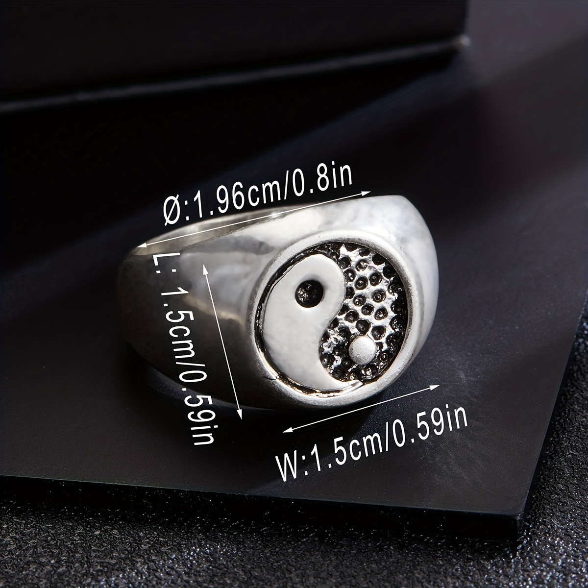 Men's Tai Chi Yin Yang Ring Alloy Hip Hop Style